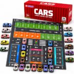 24-Piece Pull Back Toy Car Set with Storage Box