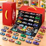 48-Piece Pull Back Toy Car Set with Storage Box