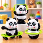 Cute Panda Action Toy Set – 3-Piece Moving & Rotating Toys