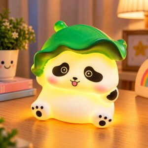 Cute Green Hat Panda Light Lamp
